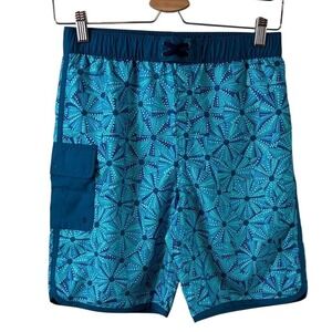 Lands' End Kids Swim Trunks Blue Starfish‎ Pattern 14-16 Slim